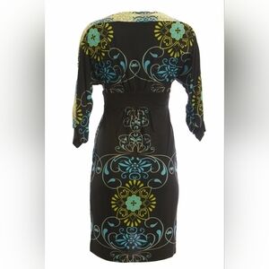 OLIAN Maternity Women's Black Floral Print 3/4 Sleeve Boat Neck Dress $148 NWT